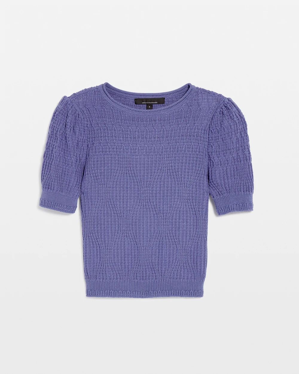 Simple Puff Sleeve Pullover Solid Knit Top